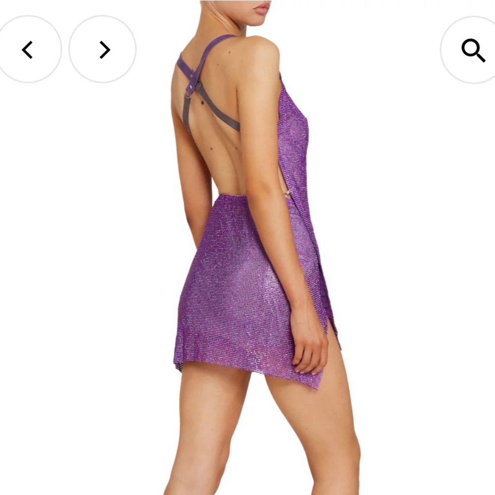 NWT Purple Crystal Rhinestone Chainmail Mini Dress - Picture 3 of 4